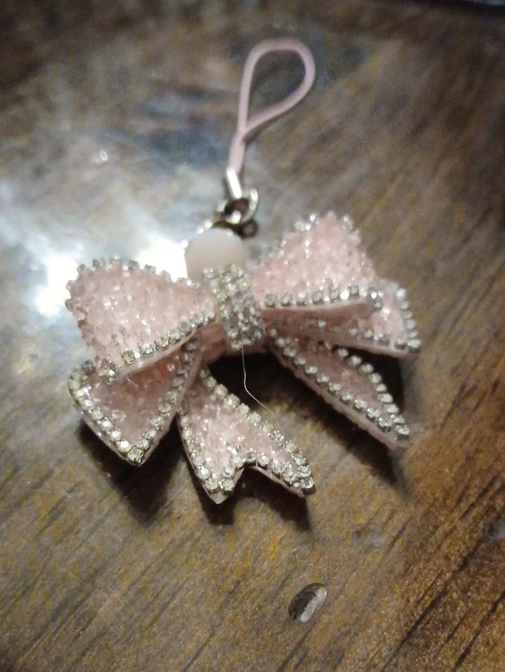 Pink Crystal Bow Charm Bagcharm